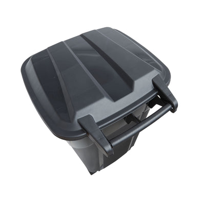 United Solutions 2 Pack Outdoor Trash Can w/Lid and Wheels, 32 Gal, Black (Used) - VMInnovations