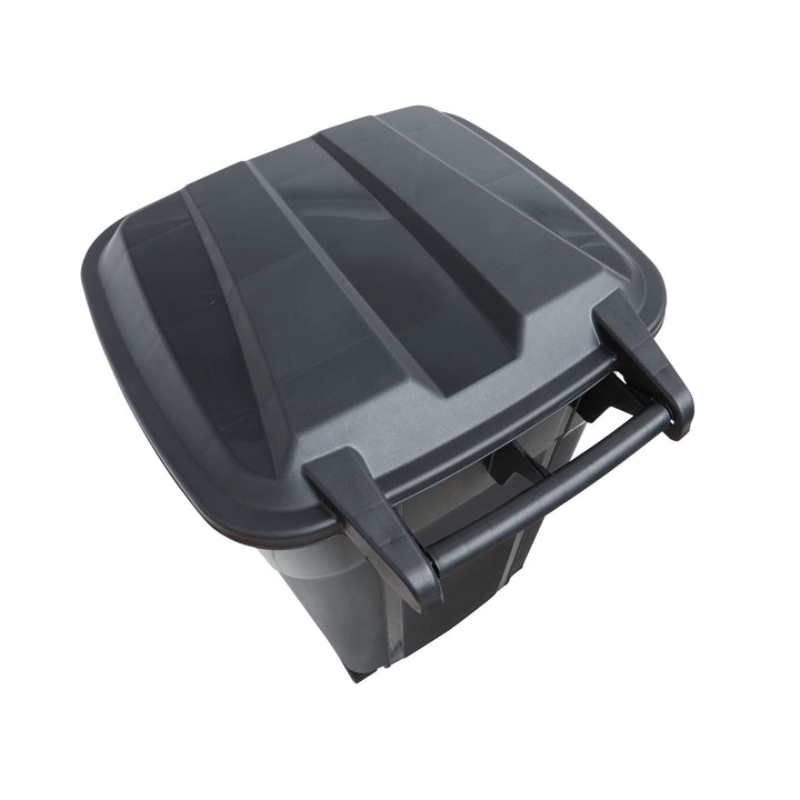 United Solutions 2 Pack Outdoor Trash Can w/Lid and Wheels, 32 Gal, Black (Used)