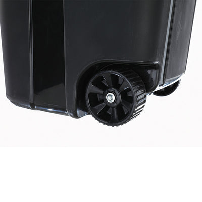 United Solutions 2 Pack Outdoor Trash Can w/Lid and Wheels, 32 Gal, Black (Used) - VMInnovations