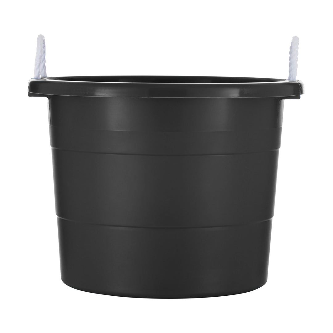 United Solutions 2 Pack 19 Gallon Rope Handle Tub, Plastic Storage Bucket, Black