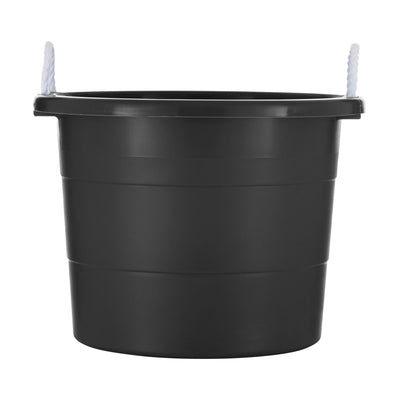 United Solutions 2 Pk 19 Gallon Rope Handle Tub, Plastic Bucket,Black(Open Box)