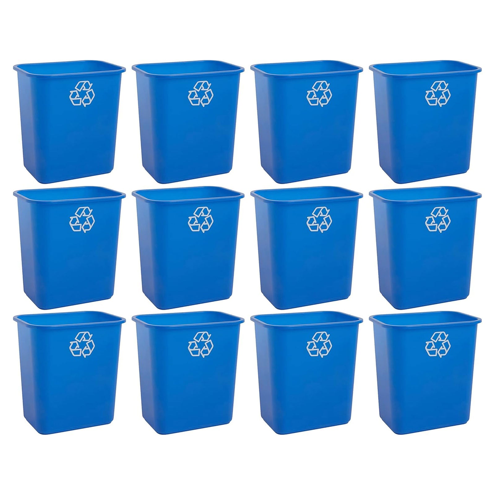 United Solutions 12 Pack Open Top Recycling Bin Space Saving Can, 7 Gallon, Blue - VMInnovations