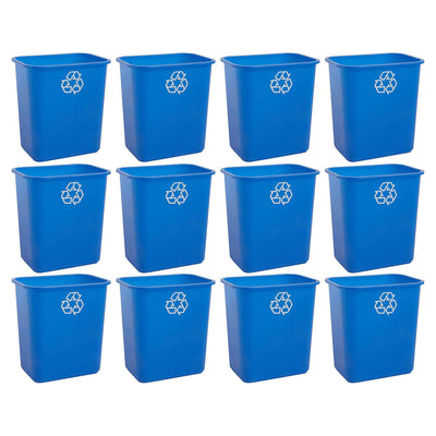 United Solutions 12 Pack Open Top Recycling Bin Space Saving Can, 7 Gallon, Blue - VMInnovations
