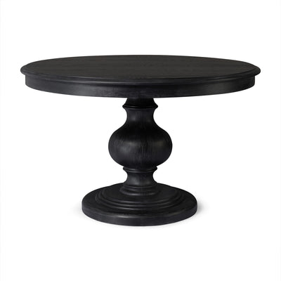 Zola Classical Round Wooden Dining Table in Antiqued Black Finish - VMInnovations