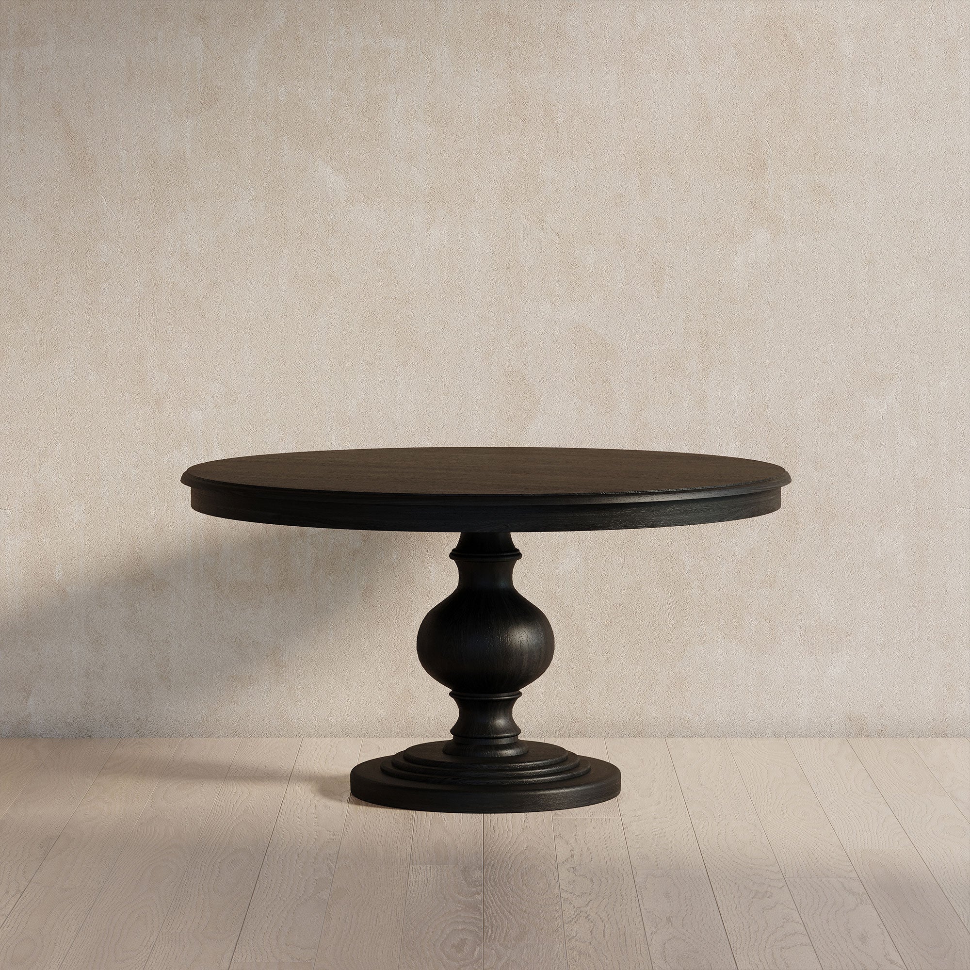 Zola Classical Round Wooden Dining Table in Antiqued Black Finish - VMInnovations