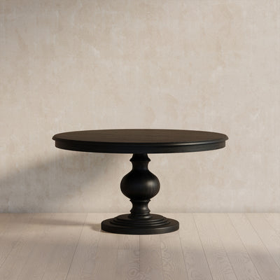 Zola Classical Round Wooden Dining Table in Antiqued Black Finish - VMInnovations