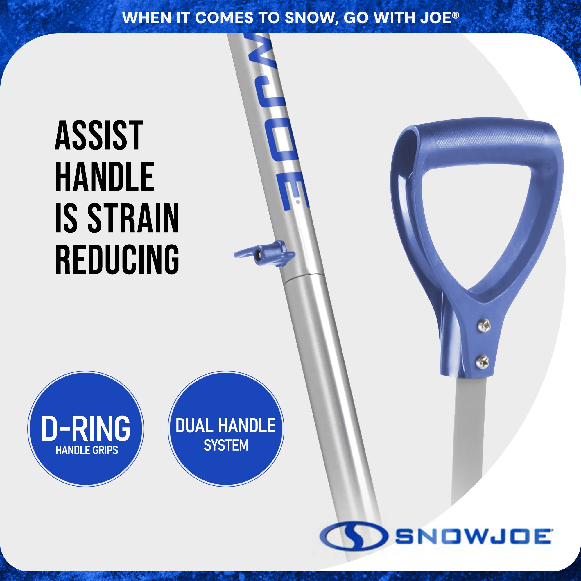 Snow Joe Shovelution Snow Shovel with Spring Assist & Telescoping Broom, Blue