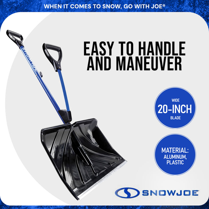 Snow Joe Snow Shovel with 20-Inch Blade and Assist Handle, 3.5 Lbs, Blue - Heavy-Duty Lightweight Shoveling Tool for Ice Removal, Shovelution SJ-SHLV20