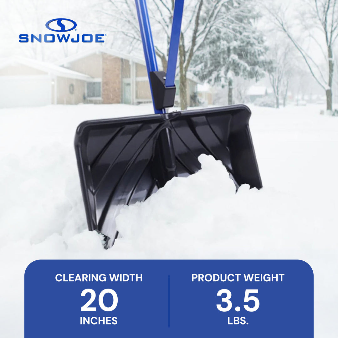Snow Joe Snow Shovel with 20-Inch Blade and Assist Handle, 3.5 Lbs, Blue - Heavy-Duty Lightweight Shoveling Tool for Ice Removal, Shovelution SJ-SHLV20