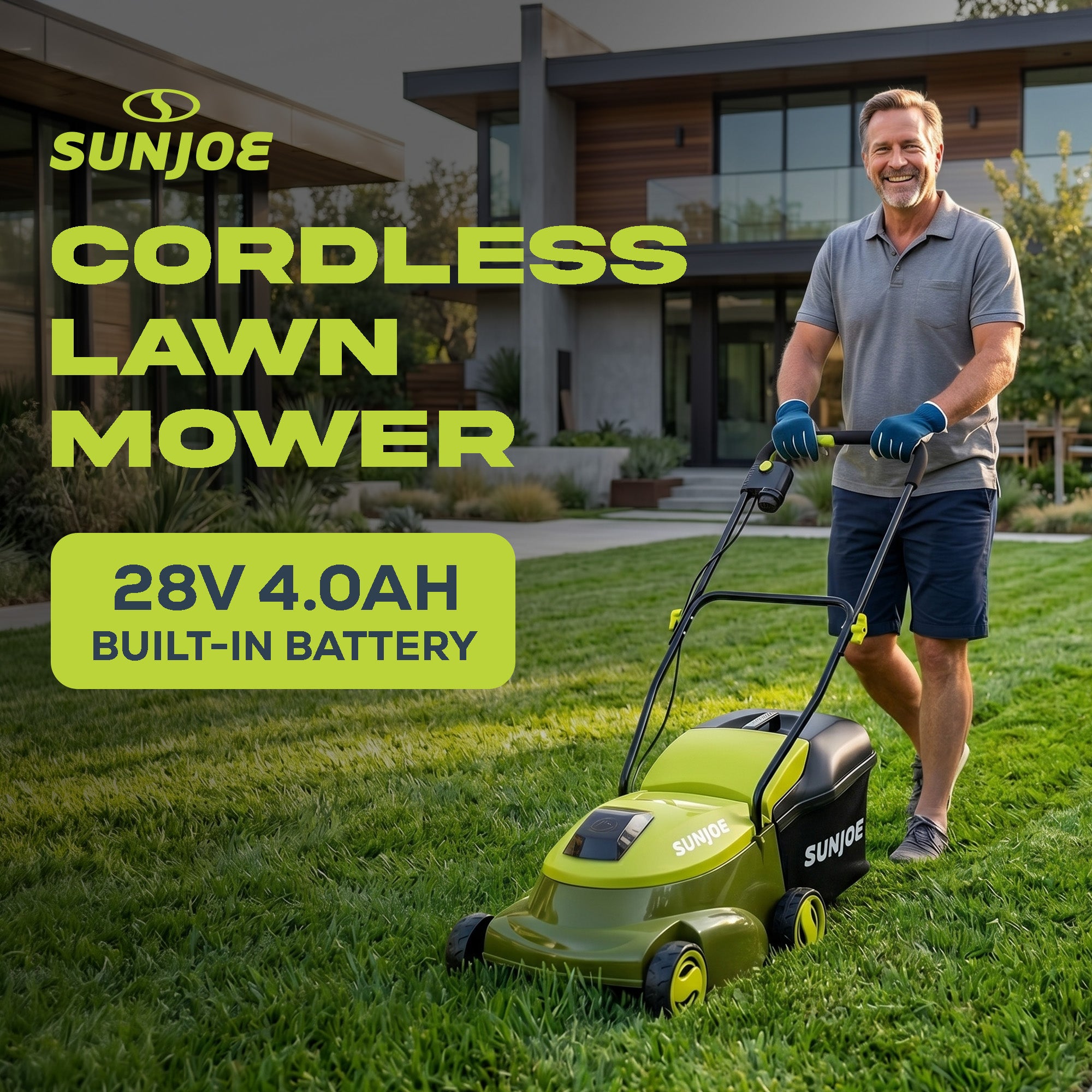 Sun Joe 14" Electric Cordless Lawn Mower w/ Detachable Grass Catcher, MJ401C-PRO - VMInnovations
