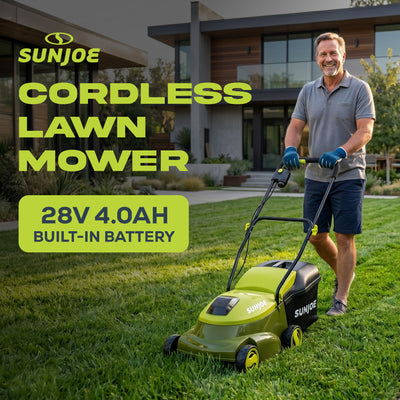 Sun Joe 14" Electric Cordless Lawn Mower w/ Detachable Grass Catcher, MJ401C-PRO - VMInnovations
