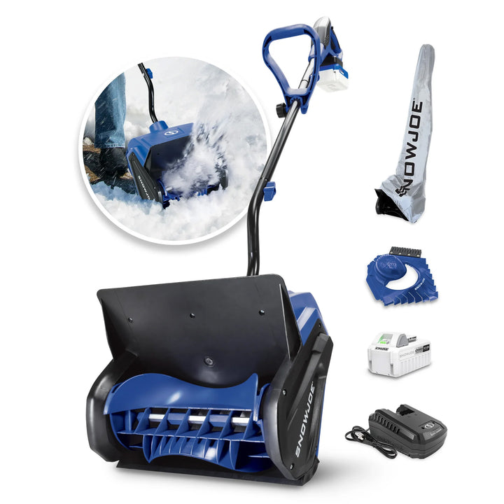 Snow Joe 24-Volt Cordless Battery-Powered Snow Shovel Bundle, Blue (Open Box)