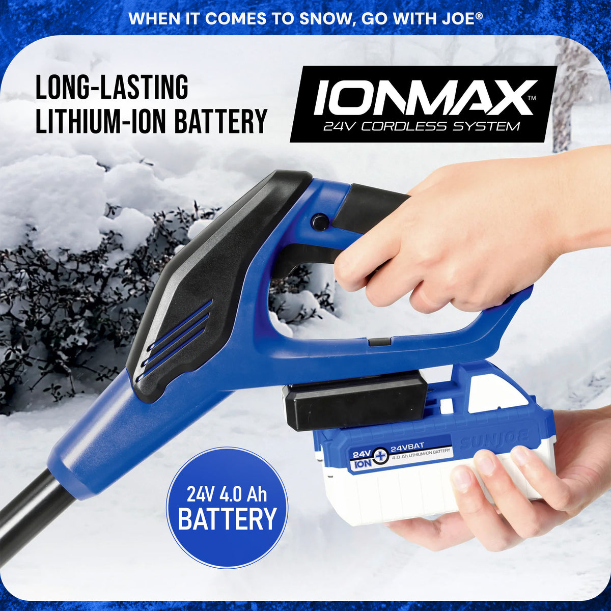 Snow Joe IONMAX 24-Volt Battery-Powered Snow Shovel Bundle, 13-In, Blue (Used)