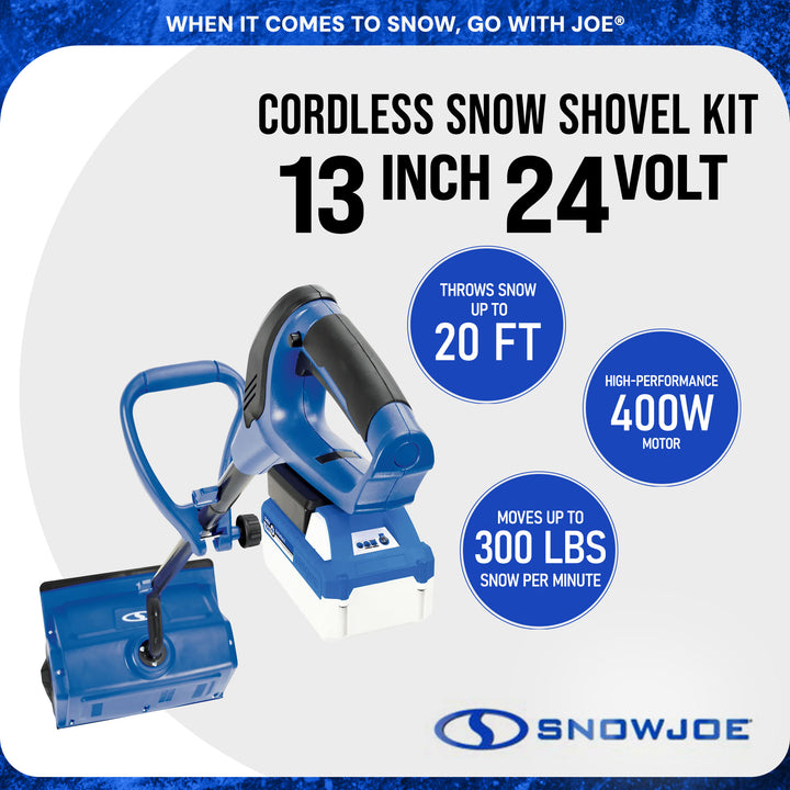 Snow Joe IONMAX 24-Volt Cordless Battery-Powered Snow Shovel Bundle, 13-In, Blue