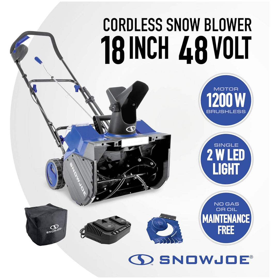 Snow Joe 24V Snow Blower, 2x4.0-Ah Battery, Dual Port Charger, & Cover(Open Box)