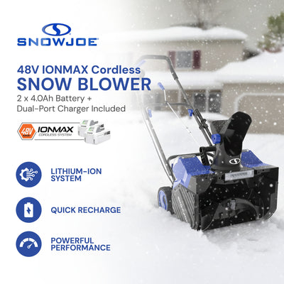 Snow Joe 24V Snow Blower, 2x4.0-Ah Batteries, Dual Charger & Cover (For Parts)