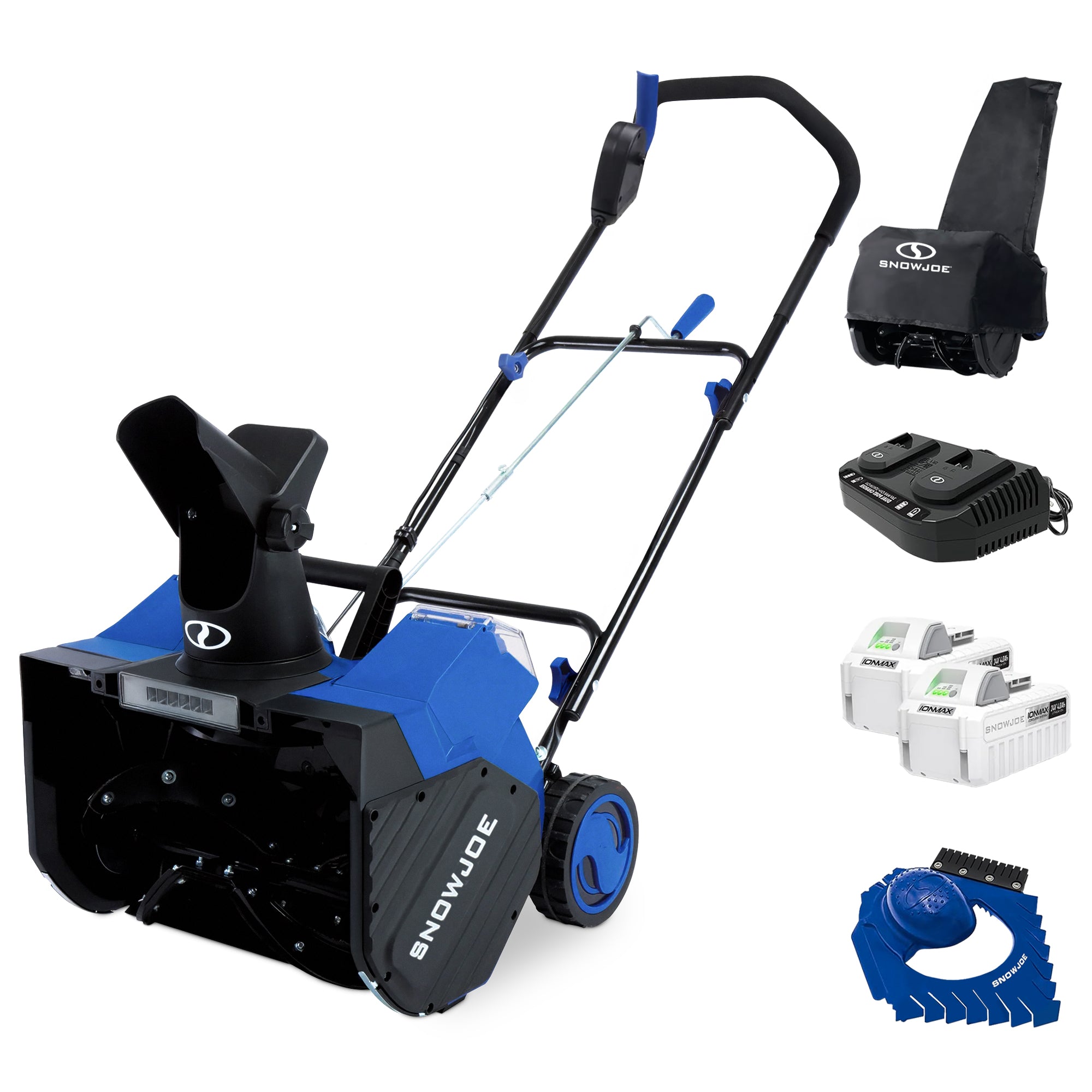 Snow Joe 24V Snow Blower, 2x4.0-Ah Battery, Dual Port Charger, & Cover(Open Box)