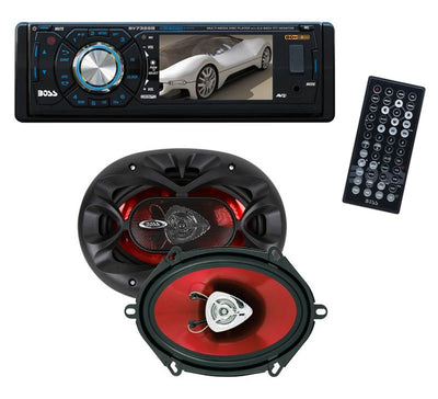 BOSS BV7325B 3.2" LCD DVD/CD/USB SD Bluetooth Receiver + 2) 5x7" 450W Speakers