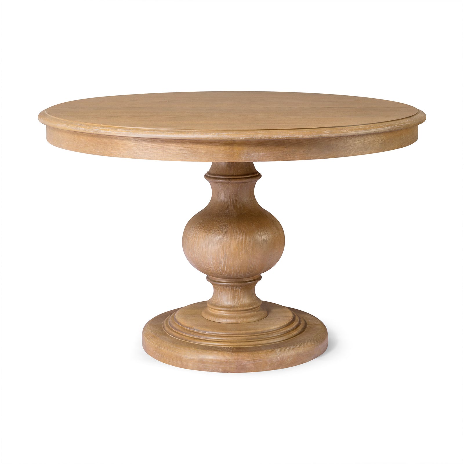 Zola Classical Round Wooden Dining Table in Antiqued Natural Finish - VMInnovations