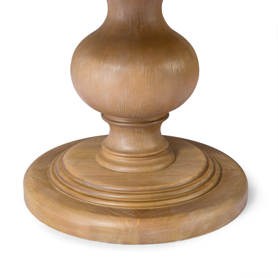 Zola Classical Round Wooden Dining Table in Antiqued Natural Finish
