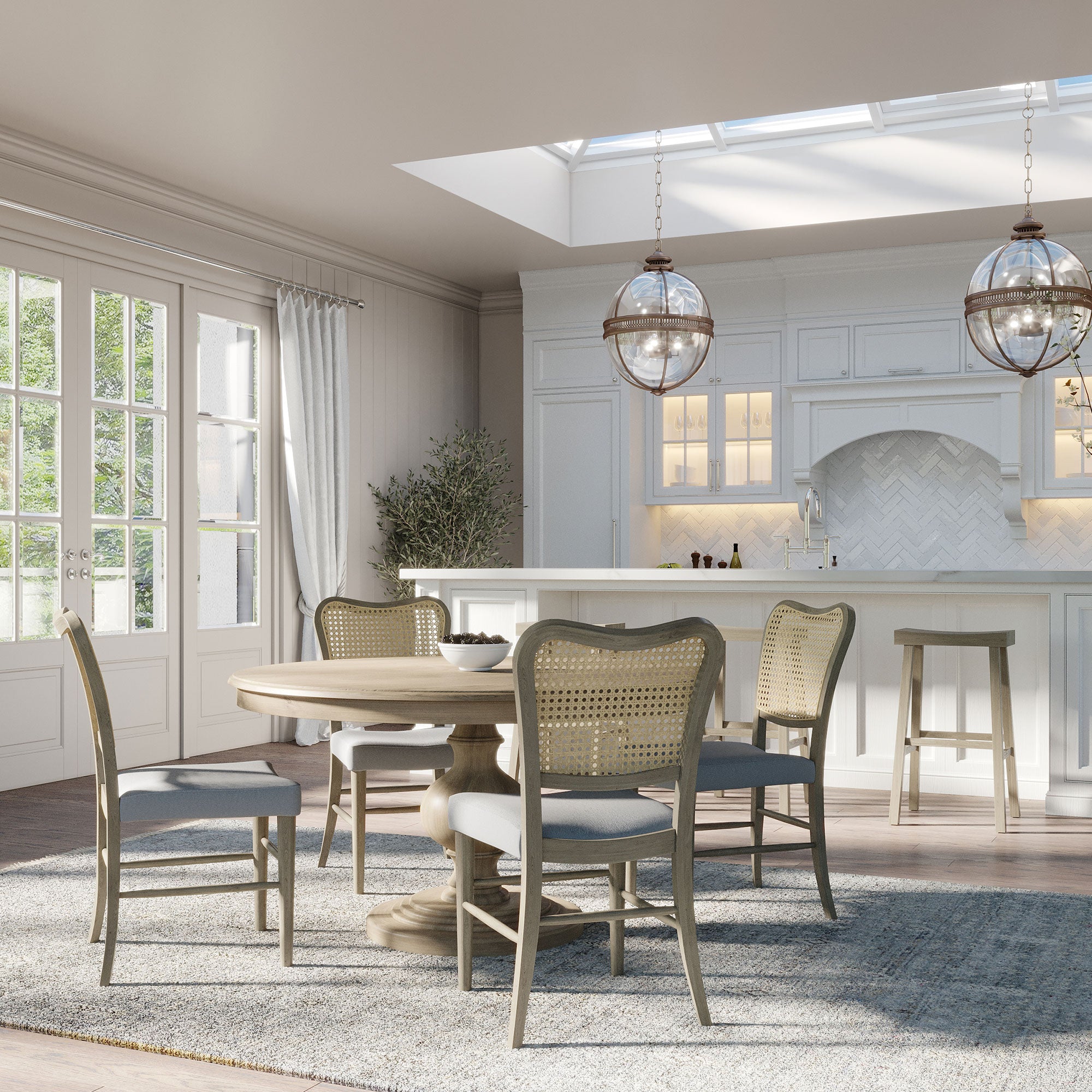Zola Classical Round Wooden Dining Table in Antiqued Grey Finish - VMInnovations