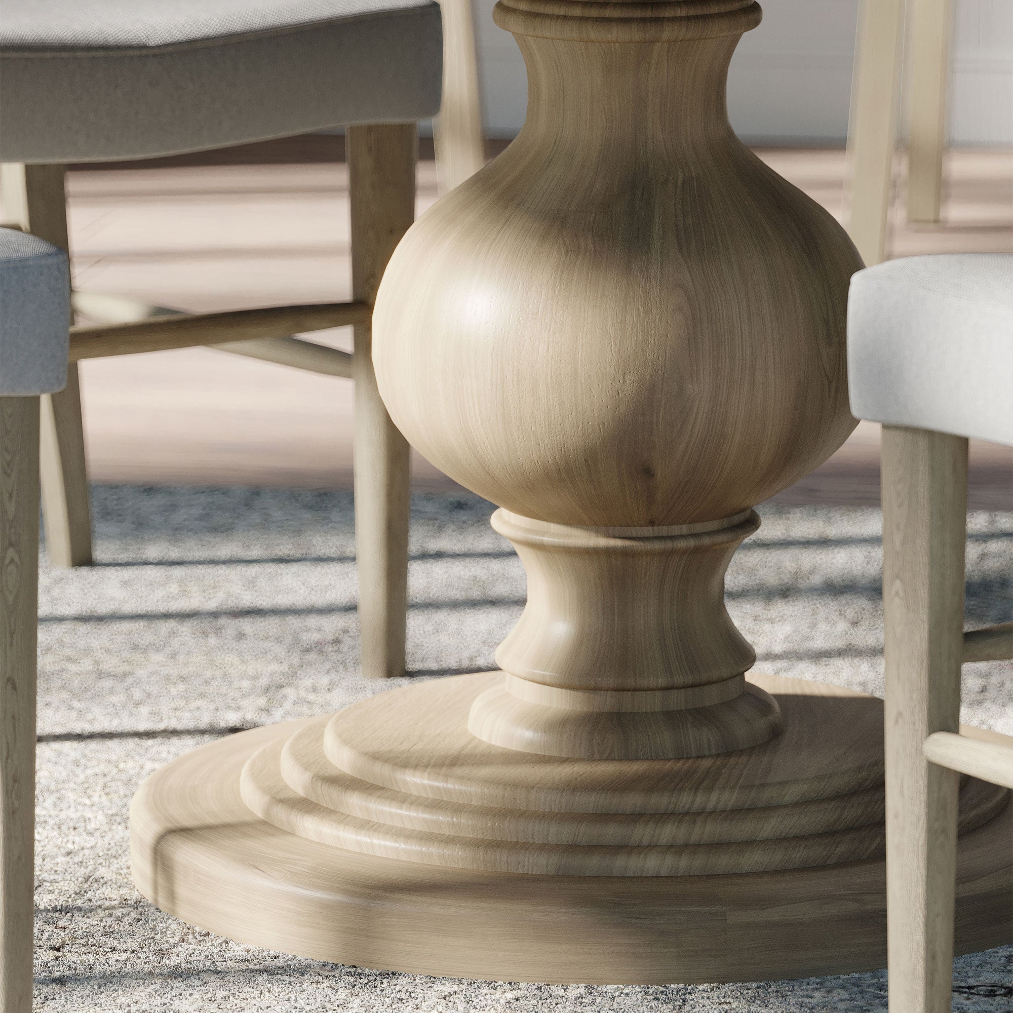Zola Classical Round Wooden Dining Table in Antiqued Grey Finish - VMInnovations