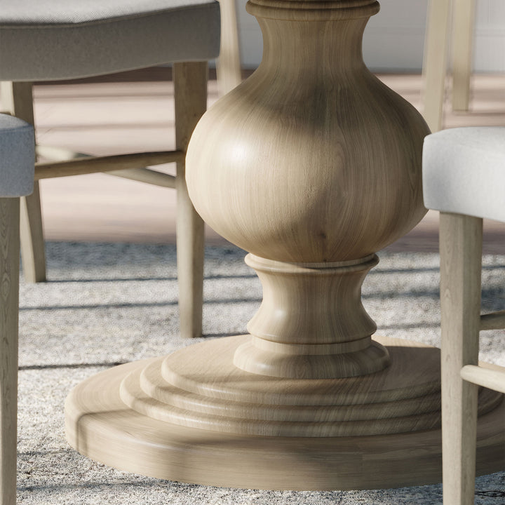 Zola Classical Round Wooden Dining Table in Antiqued Grey Finish