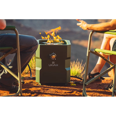 UKIAH Tailgater X Portable Outdoor Propane Fire Pit Table, 48000 BTU, Green - VMInnovations