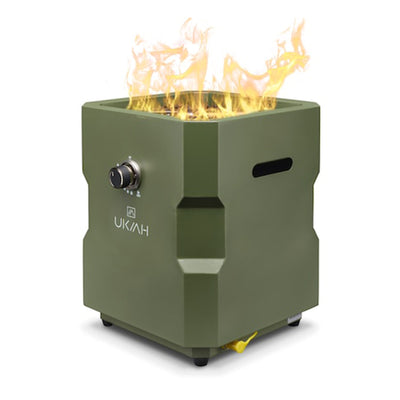 UKIAH Tailgater X Portable Outdoor Propane Fire Pit Table, 48000 BTU, Green - VMInnovations