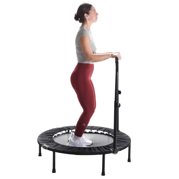 Stamina inMotion 40" Round Fitness Trampoline with Adjustable Handlebars, Black