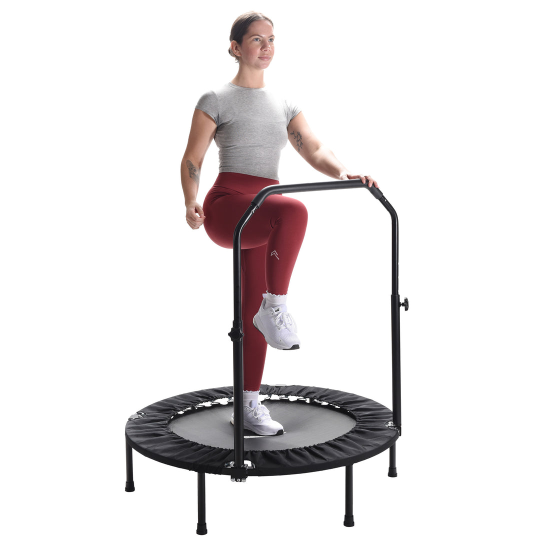 Stamina inMotion 40" Round Fitness Trampoline with Adjustable Handlebars, Black