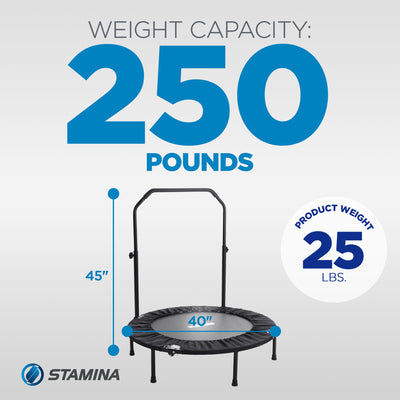 Stamina inMotion 40" Round Fitness Trampoline w/ Adjustable Handlebars(Open Box) - VMInnovations