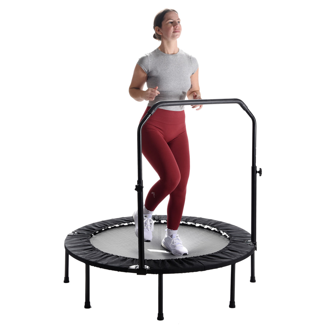 Stamina inMotion 48" Round Fitness Trampoline with Adjustable Handlebars, Black