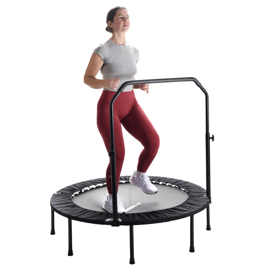 Stamina inMotion 48" Round Fitness Trampoline with Adjustable Handlebars, Black