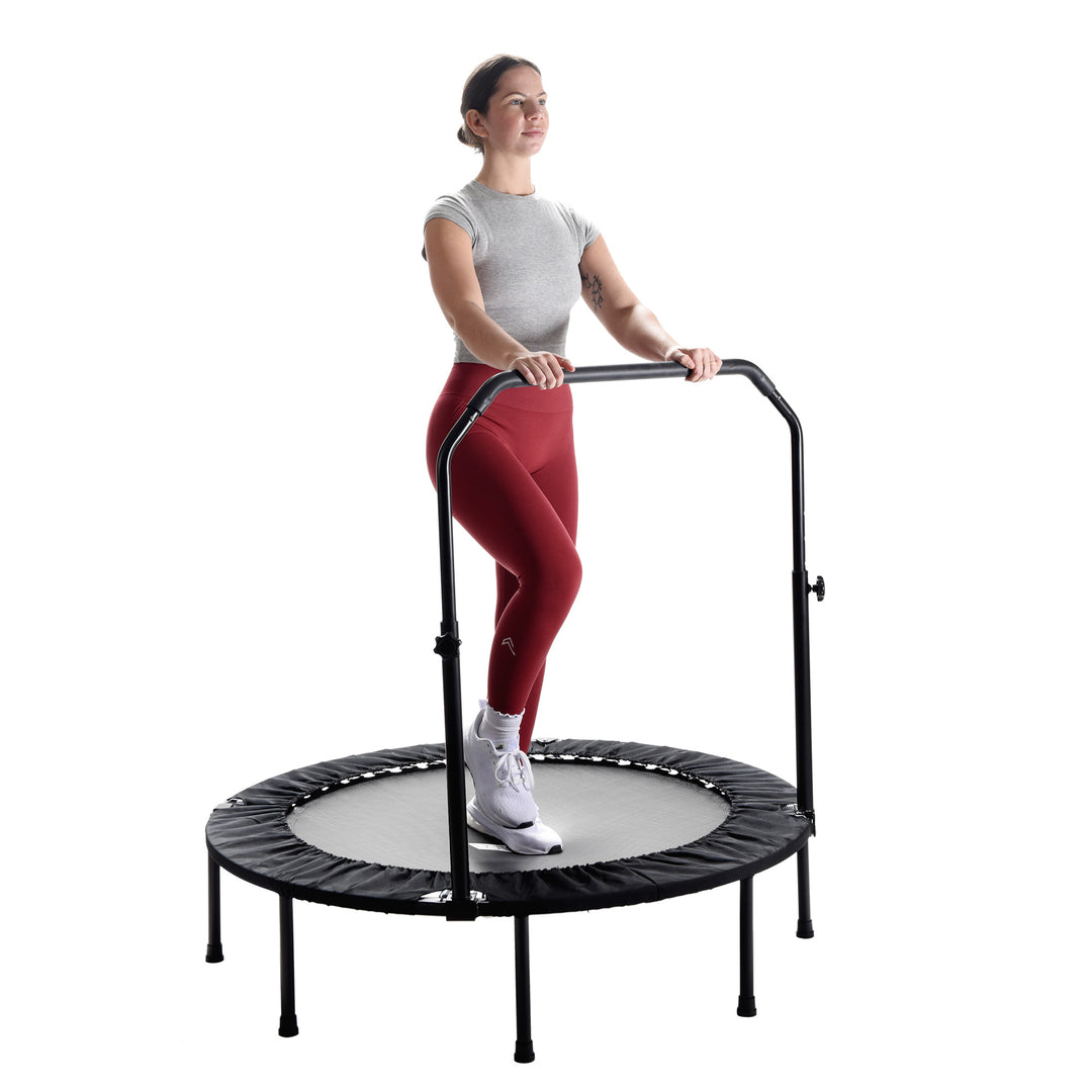 Stamina inMotion 48" Round Fitness Trampoline with Adjustable Handlebars, Black