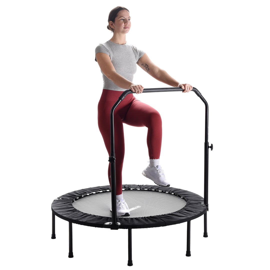 Stamina inMotion 48" Round Fitness Trampoline with Adjustable Handlebars, Black