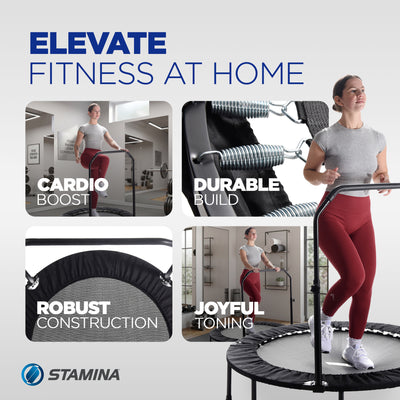 Stamina inMotion 48" Round Fitness Trampoline with Adjustable Handlebars, Black