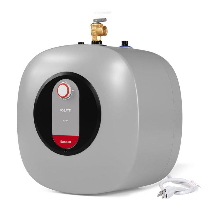 Fogatti 8 Gallon 1440W Electric Mini Tank Water Heater, Wall/Floor Mount, Gray