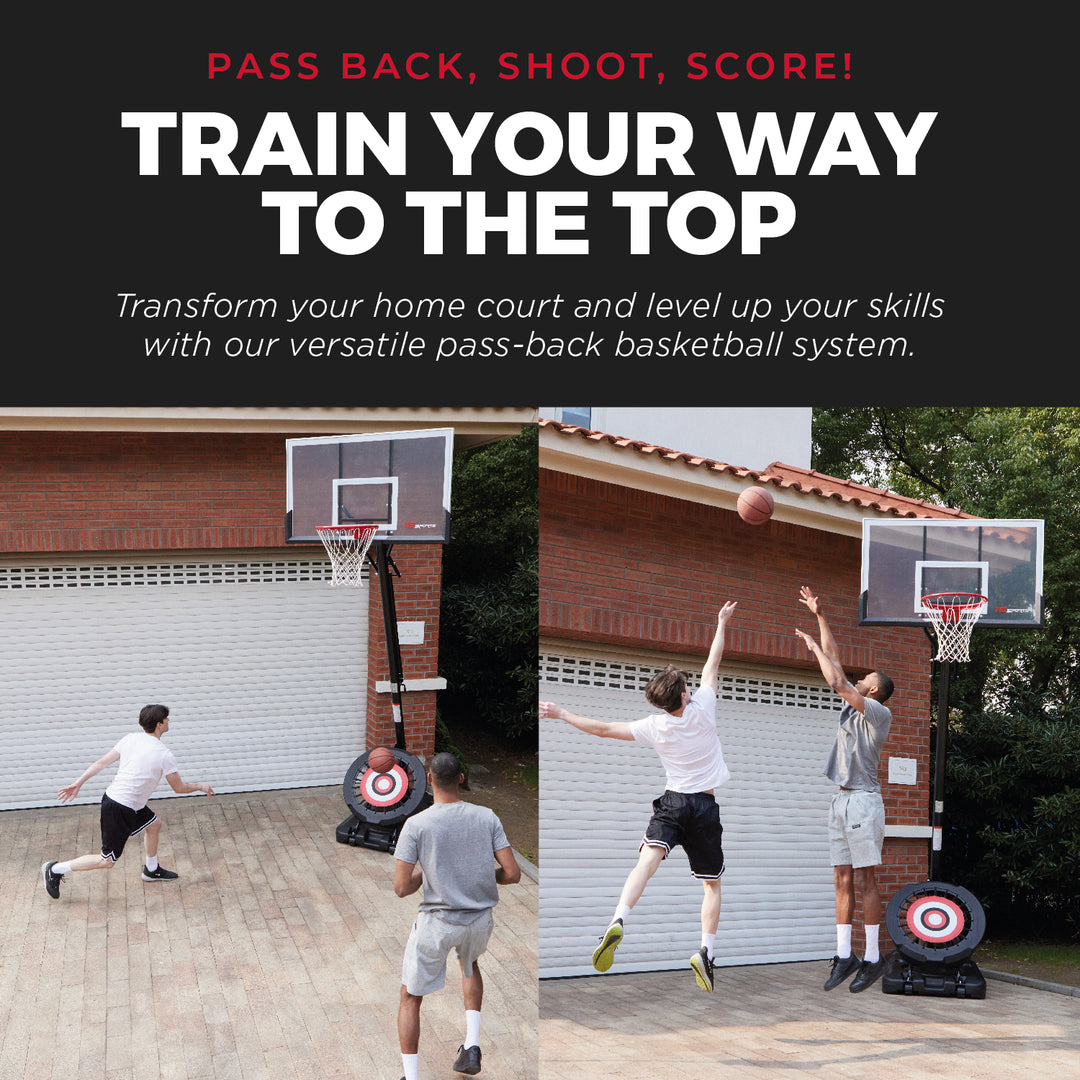 IE Sports Portable Basketball Hoop, Adjustable Height, 54" Backboard & Rebounder