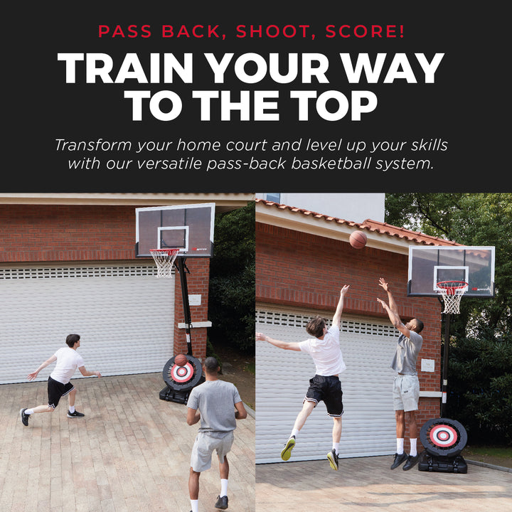 IE Sports Portable Basketball Hoop, Adjustable Height, 54" Backboard & Rebounder