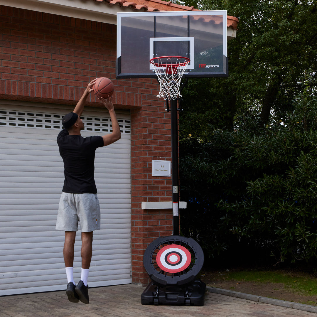 IE Sports Portable Basketball Hoop, Adjustable Height, 44" Backboard & Rebounder