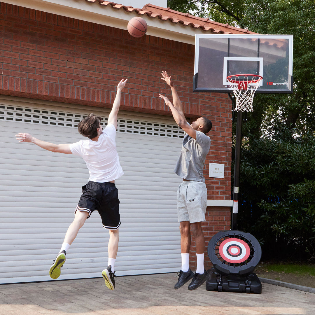 IE Sports Portable Basketball Hoop, Adjustable Height, 50" Backboard & Rebounder