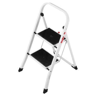 Hailo Folding Step Stool, Non-Slip 2 Step Ladder for Home & Kitchen, K20, White