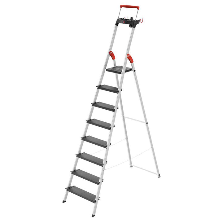 Hailo Folding 8 Step Non-Slip Ladder for Home & Kitchen, L100, Silver/Black