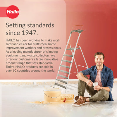 Hailo Folding 8 Step Non-Slip Ladder for Home & Kitchen, L100 (Open Box)