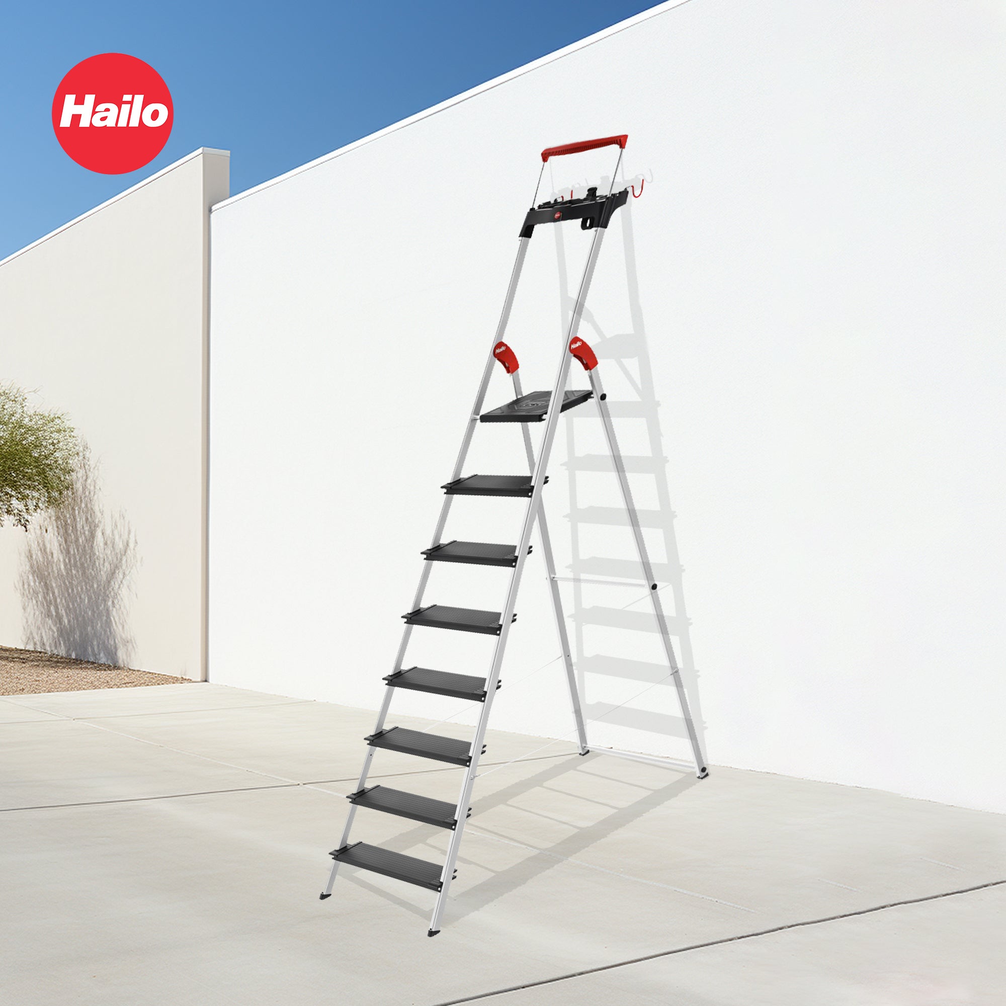 Hailo Folding 8 Step Non-Slip Ladder for Home & Kitchen, L100 (Open Box)