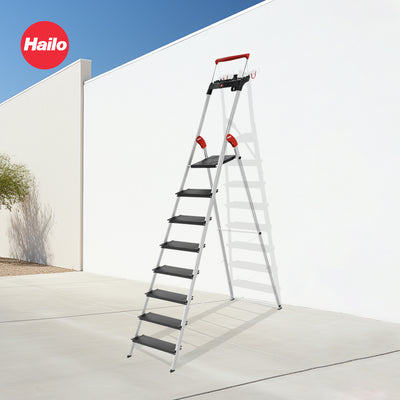 Hailo Folding 8 Step Non-Slip Ladder for Home & Kitchen, L100 (Open Box)
