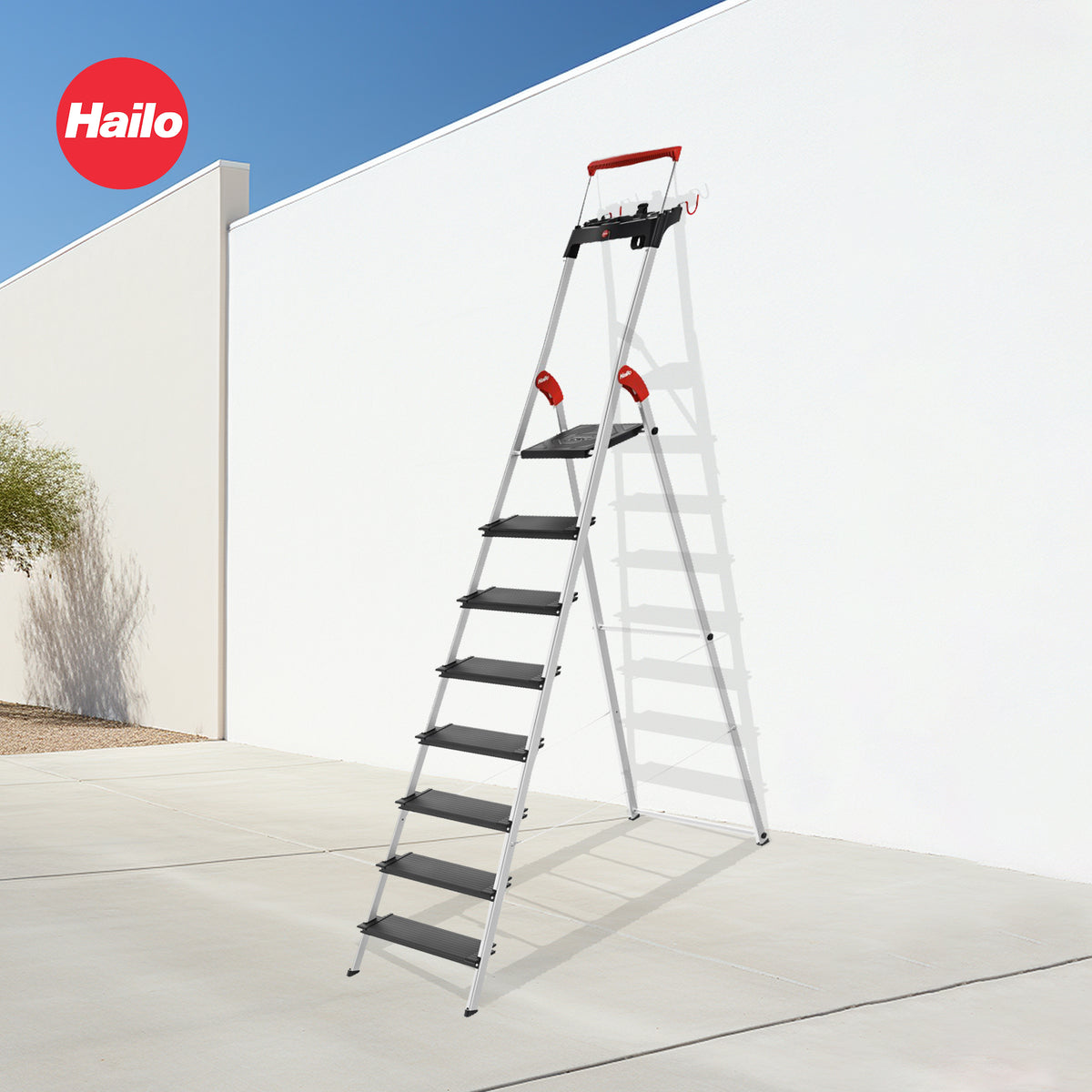 Hailo Folding 8 Step Non-Slip Ladder for Home & Kitchen, L100 (Open Box)
