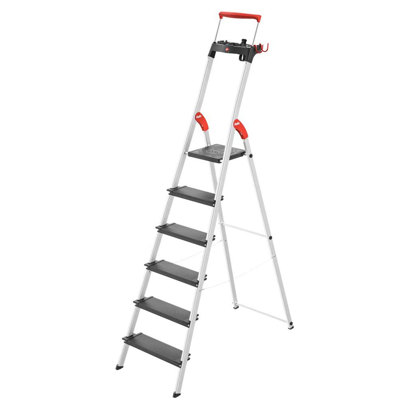 Hailo Folding 6 Step Non-Slip Ladder for Home & Kitchen, L100, Silver/Black - VMInnovations
