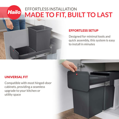 Hailo Kitchen Trash Can Dual 14L Waste Separation, EcoLine Design L (Open Box) - VMInnovations